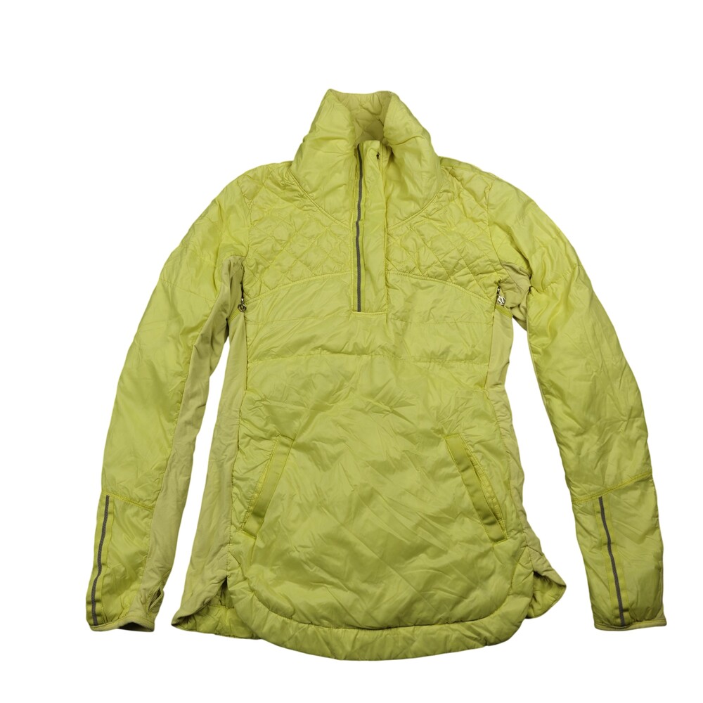 Vintage Lululemon Jacket Womens 8 Yellow Quilted 1/4 Zip Thumbholes Pockets
